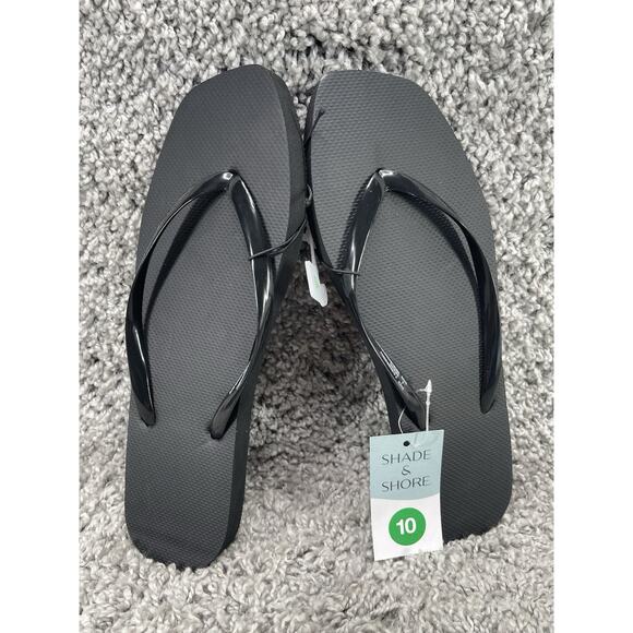 Women’s Flip Flop Sandals Shade & Shore Color Black Size 10 Beach Summer New - Picture 1 of 10